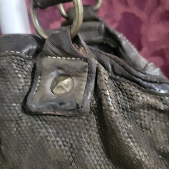 Langellotti Studded Brown Leather Handbag - Picture 2 of 5